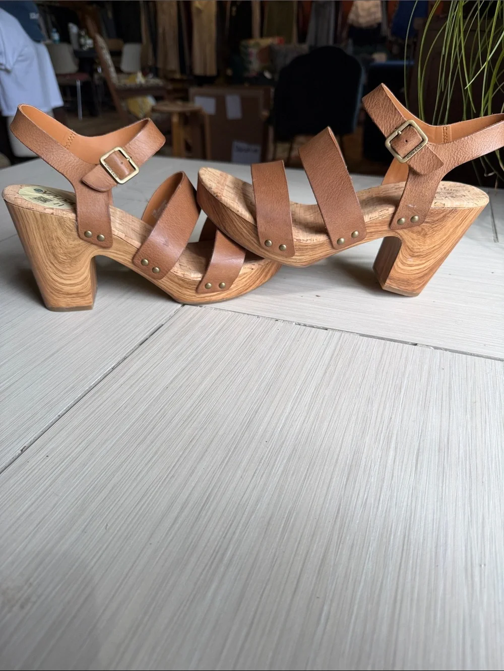 Kork-Ease Brown Leather Platform Cork Sandals